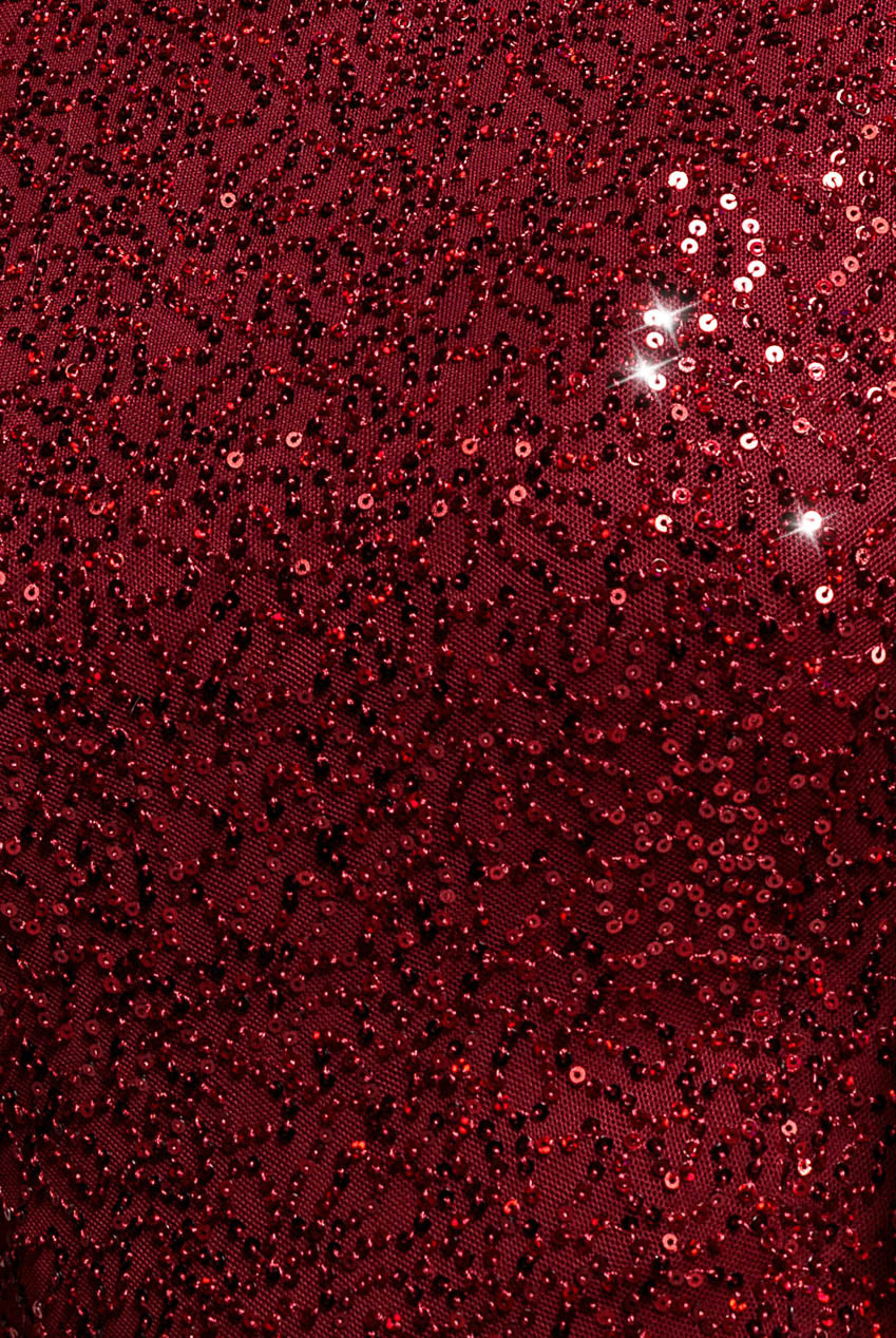 Sequin Flutter Sleeve Maxi - Wine DR4021