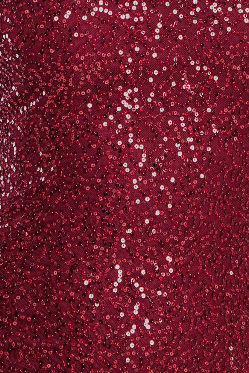 Puff Sleeve Tiered Hem Maxi Dress - Wine DR4022