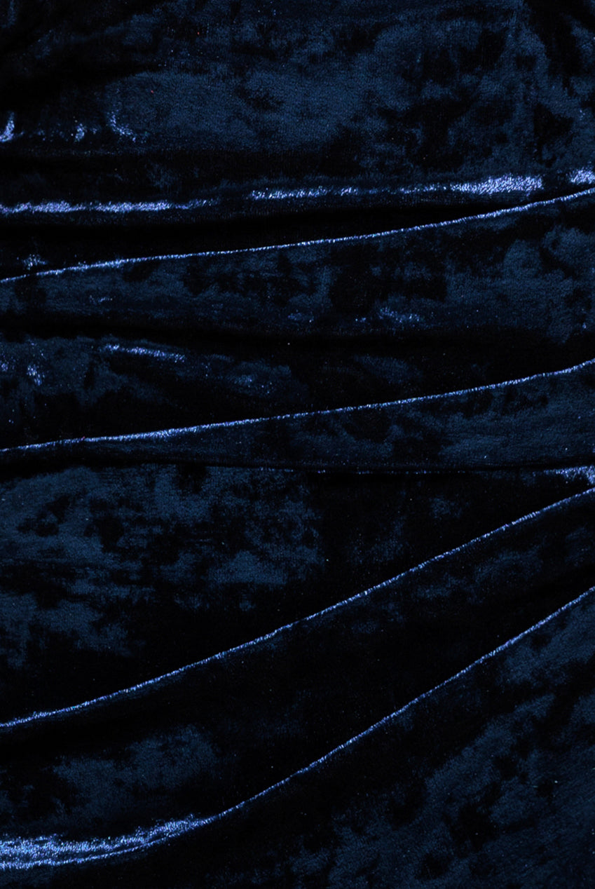 Flared Hem Ice Velvet Maxi - Navy DR4027