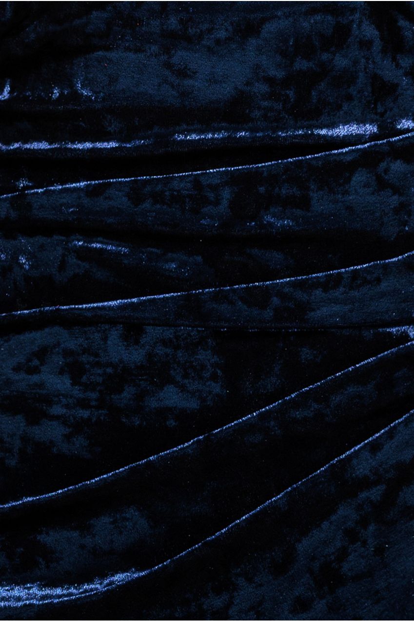 Flared Hem Ice Velvet Maxi - Navy DR4027