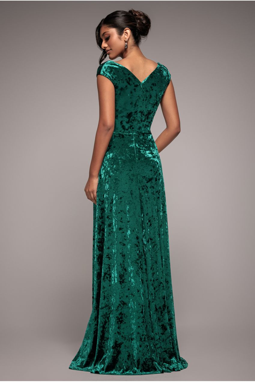 Ice Velvet Bardot Wrap Maxi - Emerald Green DR4029