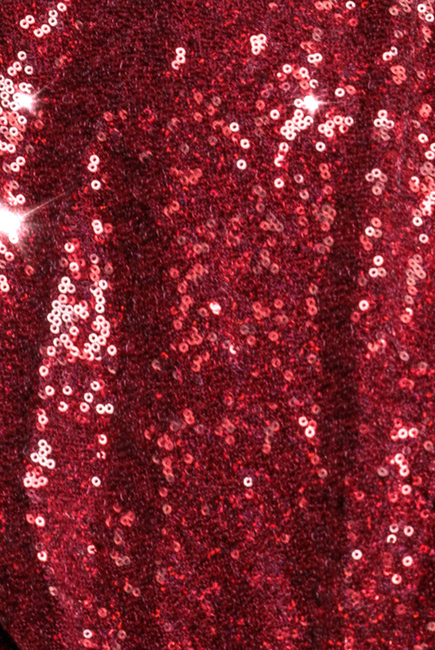 Sequin Front Split Shirt Dress - Wine DR4034