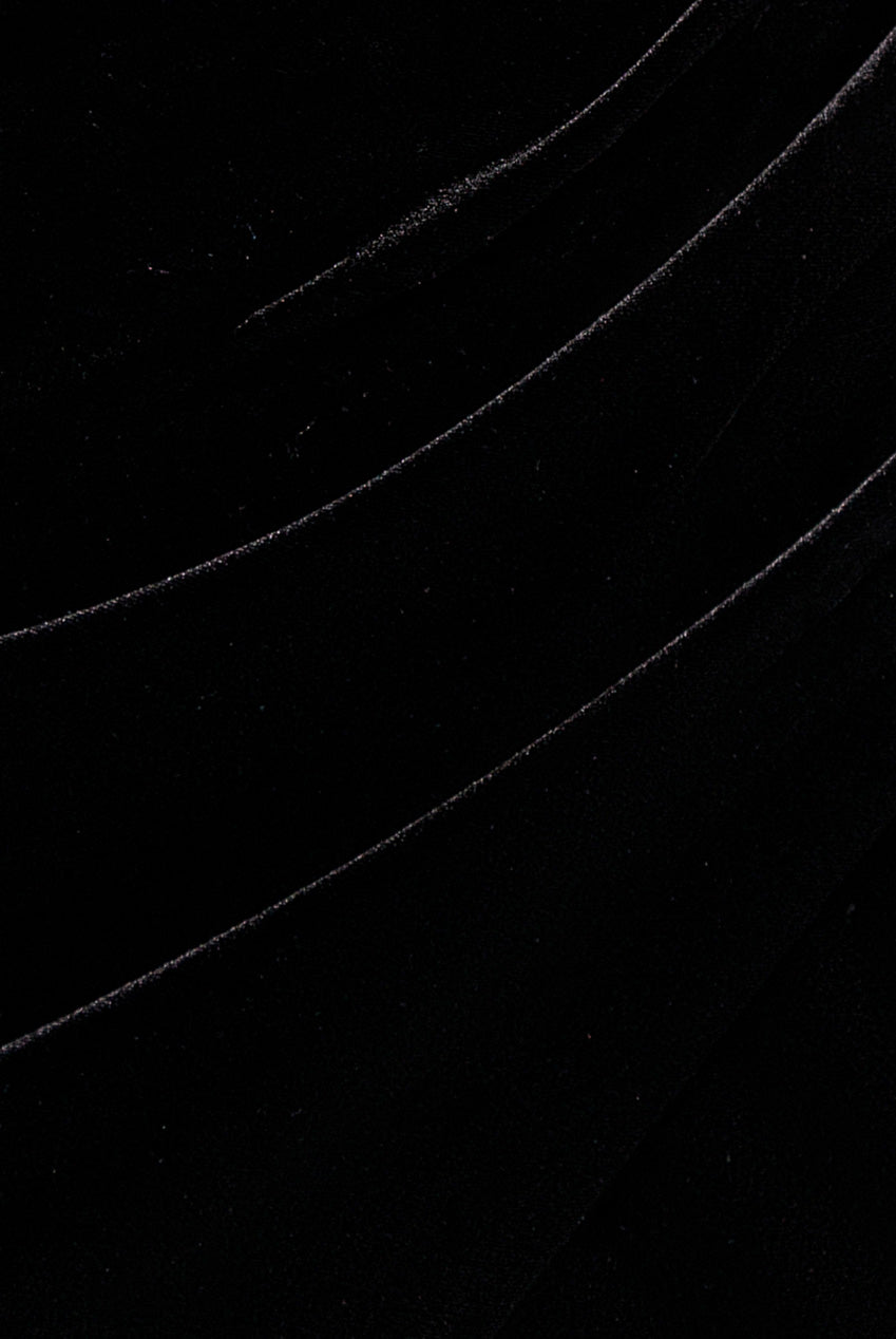 Draped Shoulder Velvet Corset Maxi Dress - Black DR4044