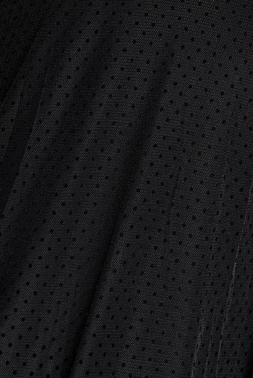 Dobby Mesh Feather Sleeve Hem Maxi Dress - Black DR4046PLUS