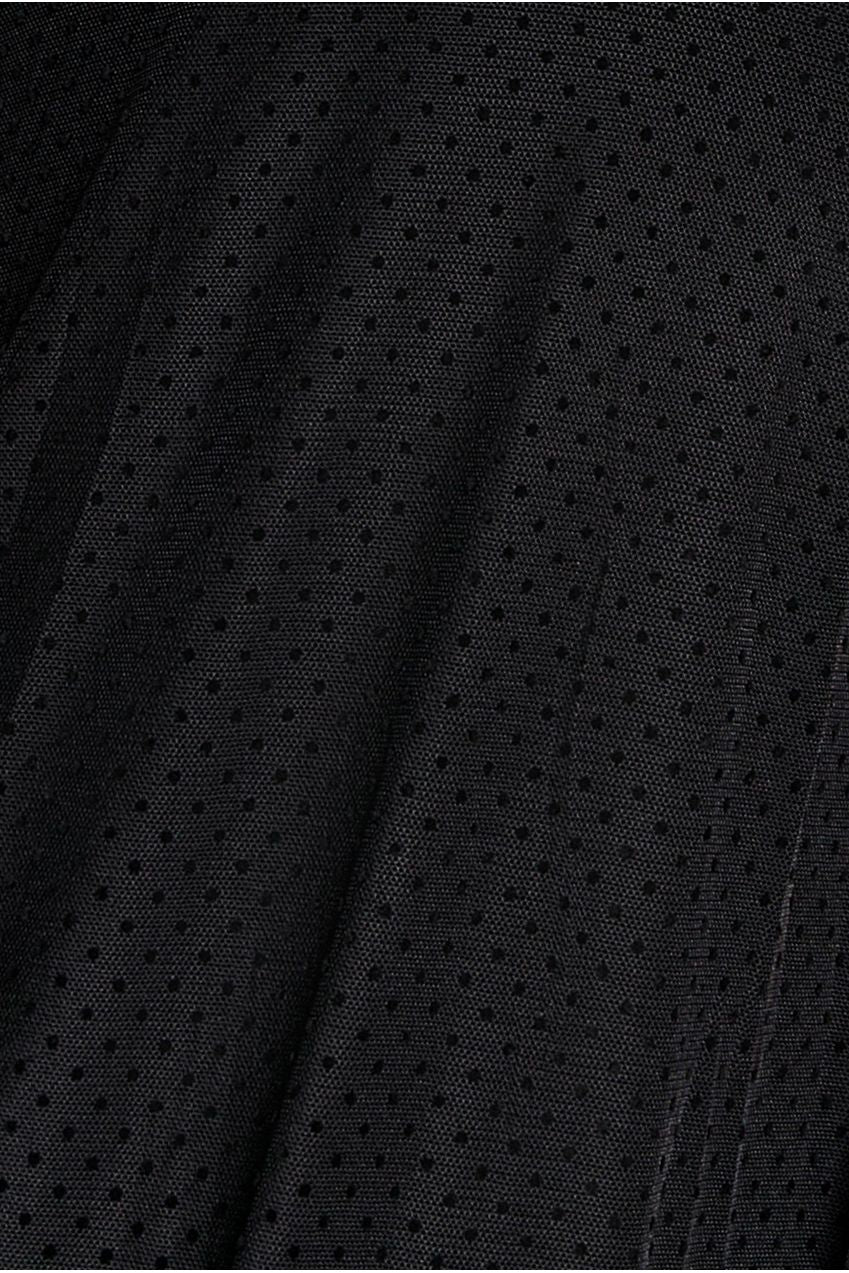 Dobby Mesh Feather Sleeve Hem Maxi Dress - Black DR4046PLUS