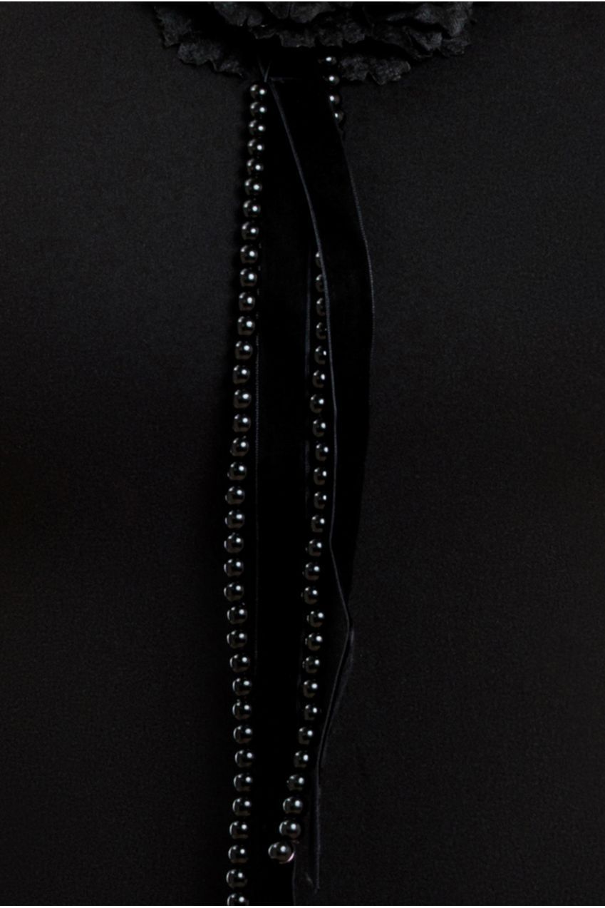 Racer Neck Corsage Scuba Maxi - Black DR4053