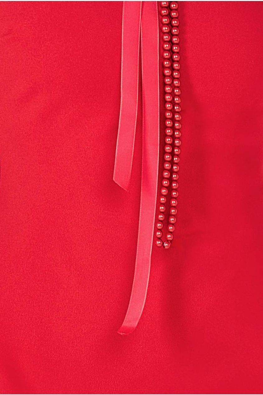 Racer Neck Corsage Scuba Maxi - Red DR4053