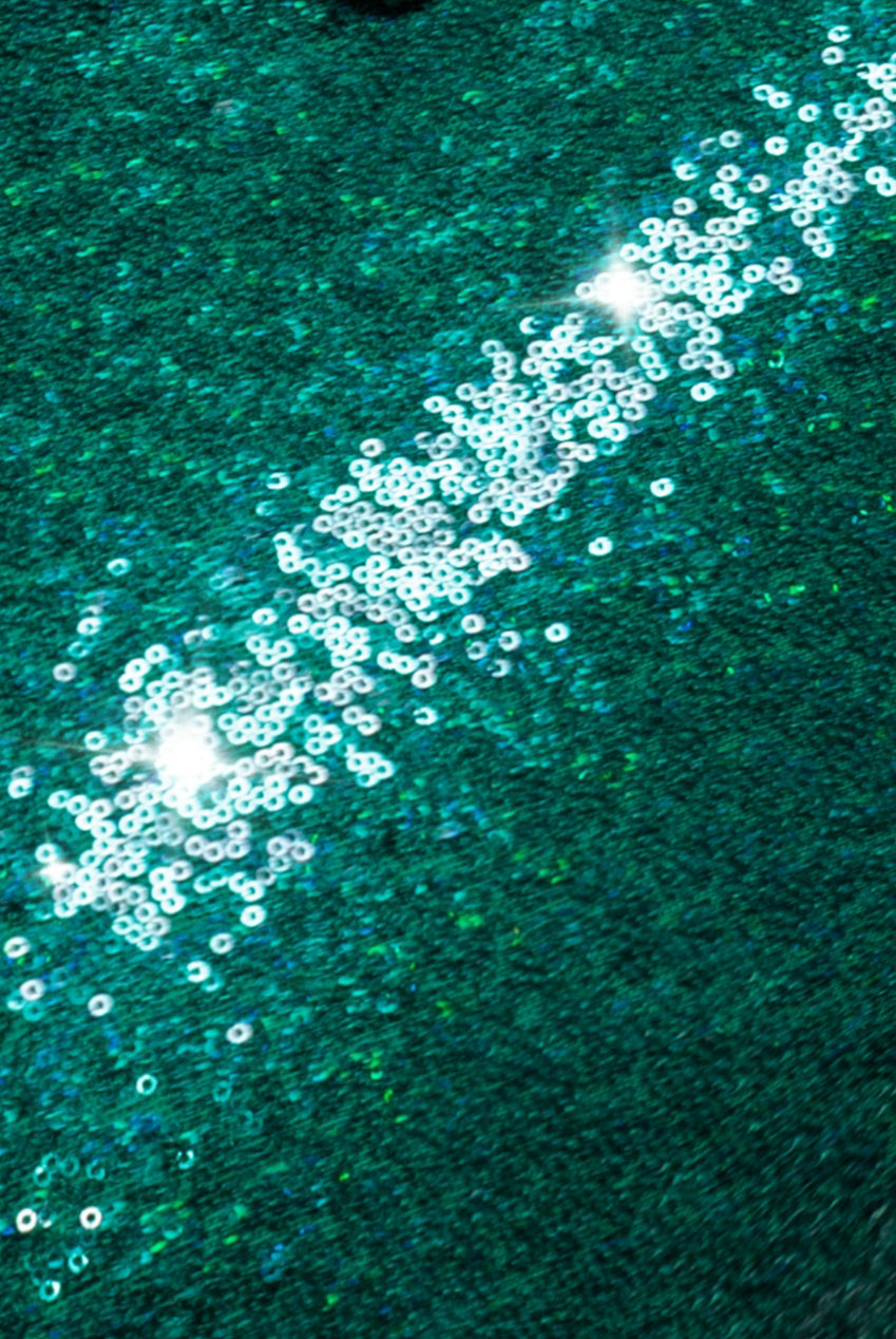 Sequin Skater Shirt Dress - Emerald Green DR4061