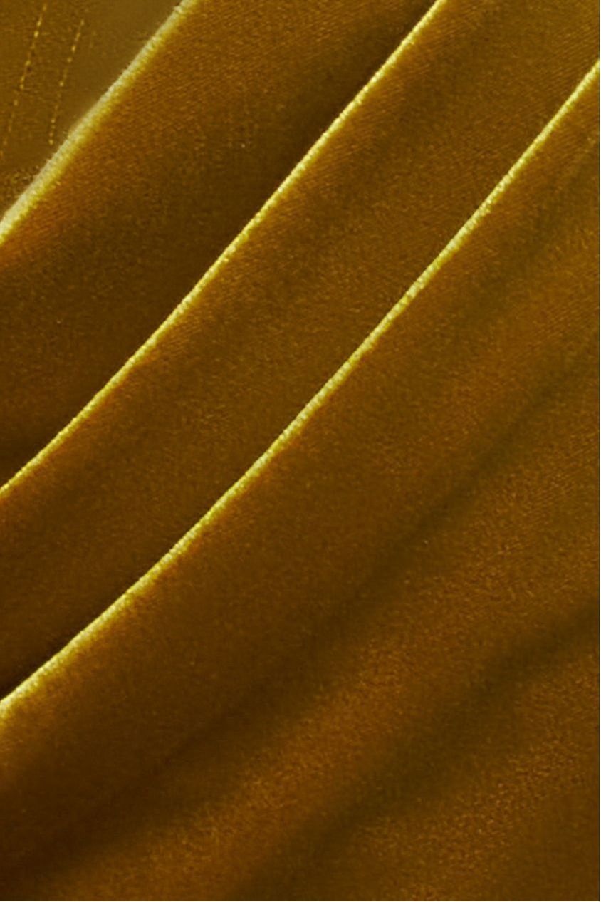 Draped Shoulder Velvet Corset Midi Dress - Olive Green DR4066