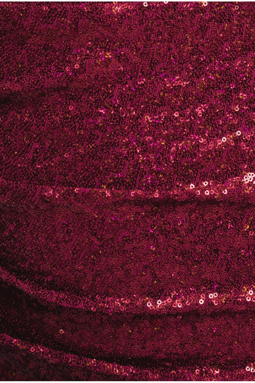 One Shoulder Sequin Evening Maxi - Wine DR4069