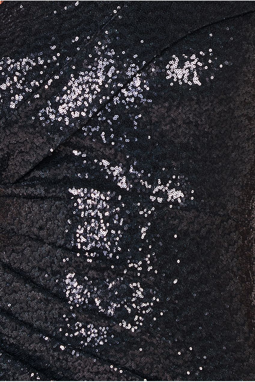 One Shoulder Sequin Evening Maxi - Black DR4069