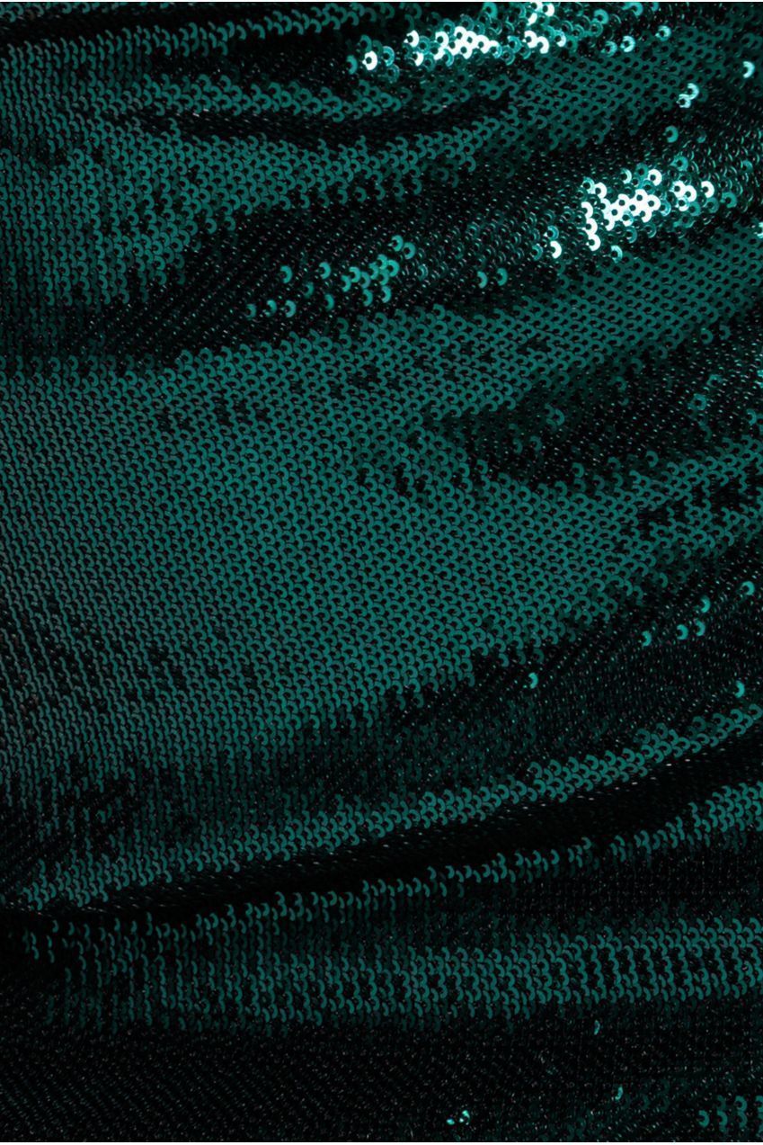 Liquid Sequin Midi With Corsage - Emerald Green DR4072