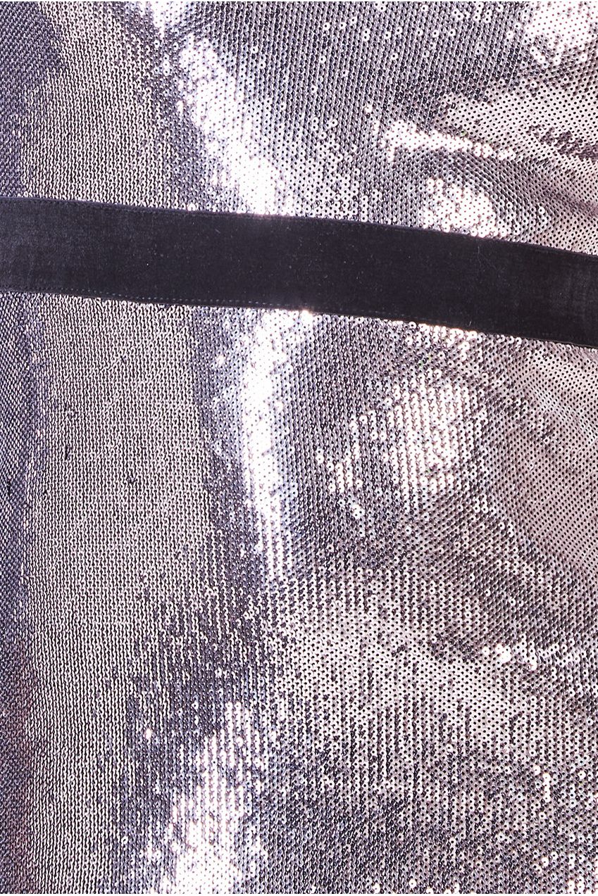 Liquid Sequin Midi Dress With Corsage - Silver DR4072