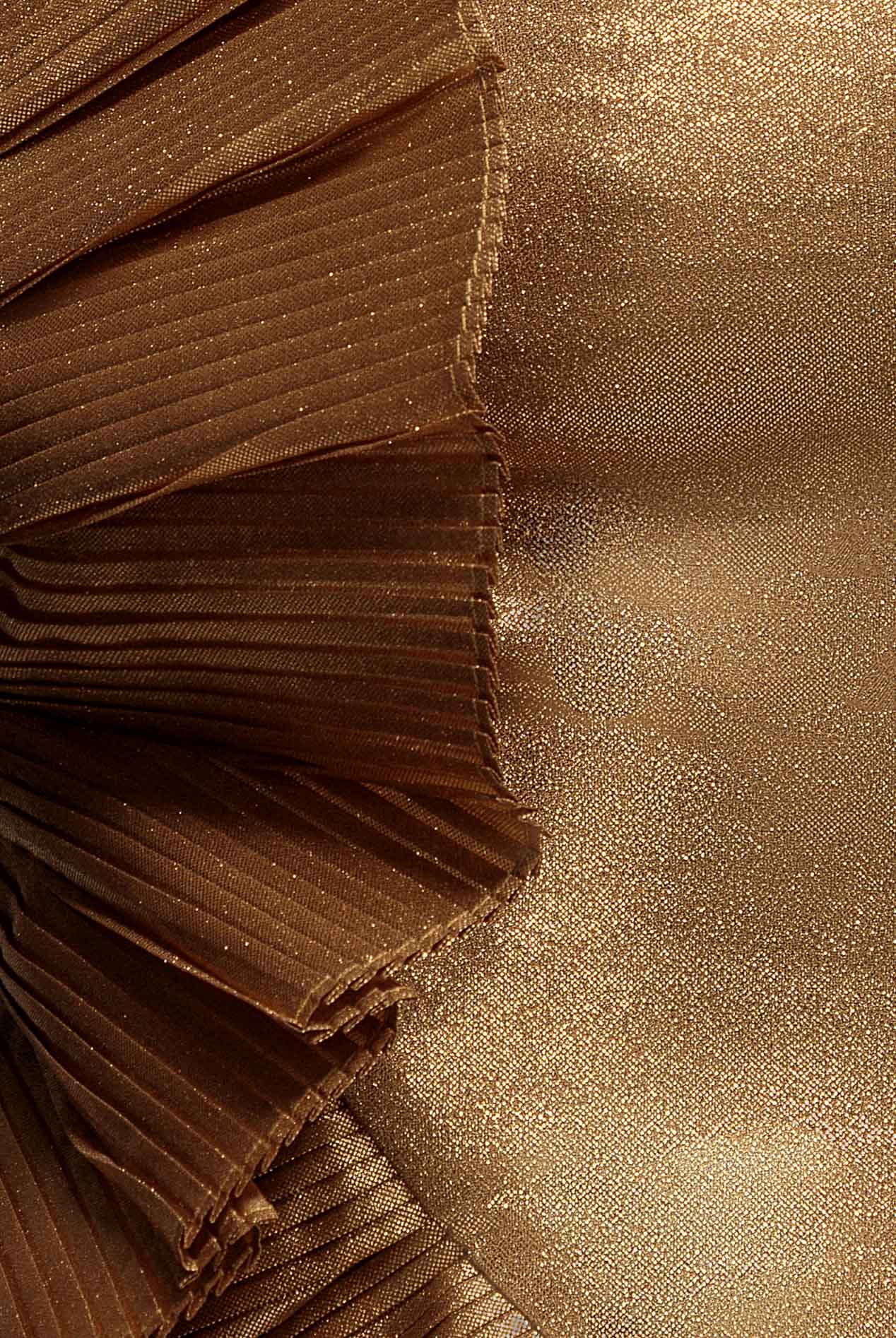 One Shoulder Pleated Fan Maxi Dress - Gold DR4075