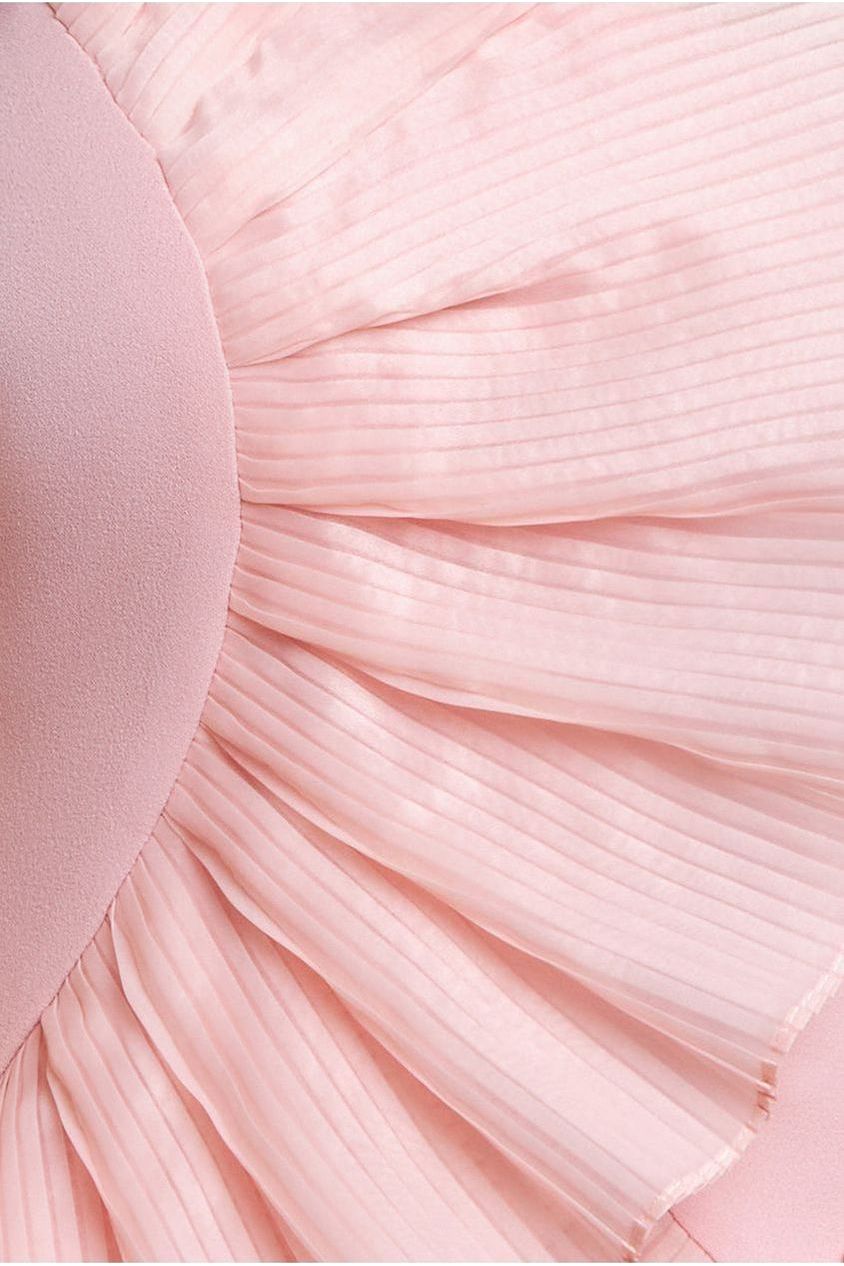 One Shoulder Pleated Fan Maxi Dress - Blush Pink DR4075