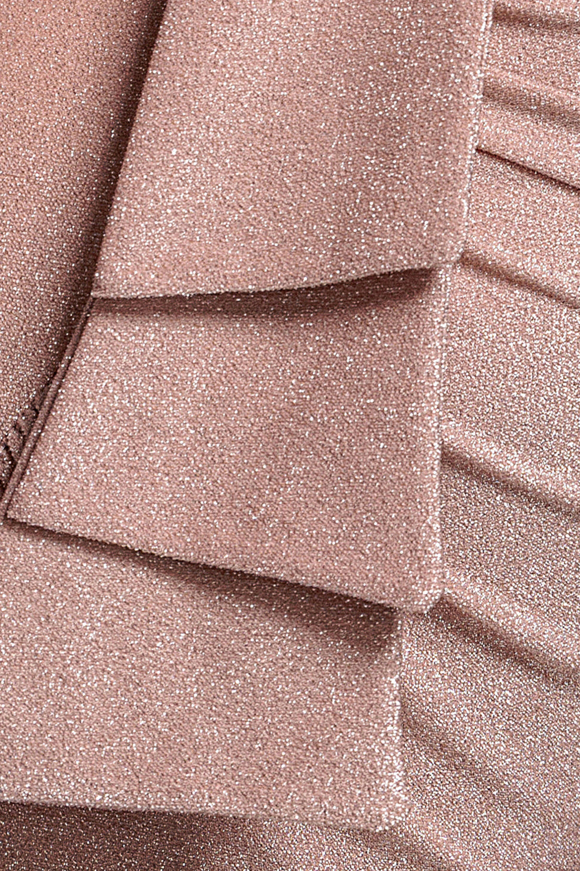 Lurex Bardot Maxi With Waterfall Ruffle - Blush DR4093