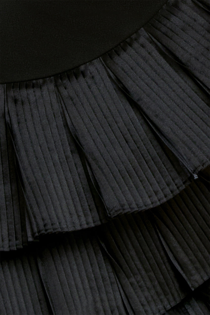 Fan Pleated Boobtube Scuba Crepe Mini - Black DR4100