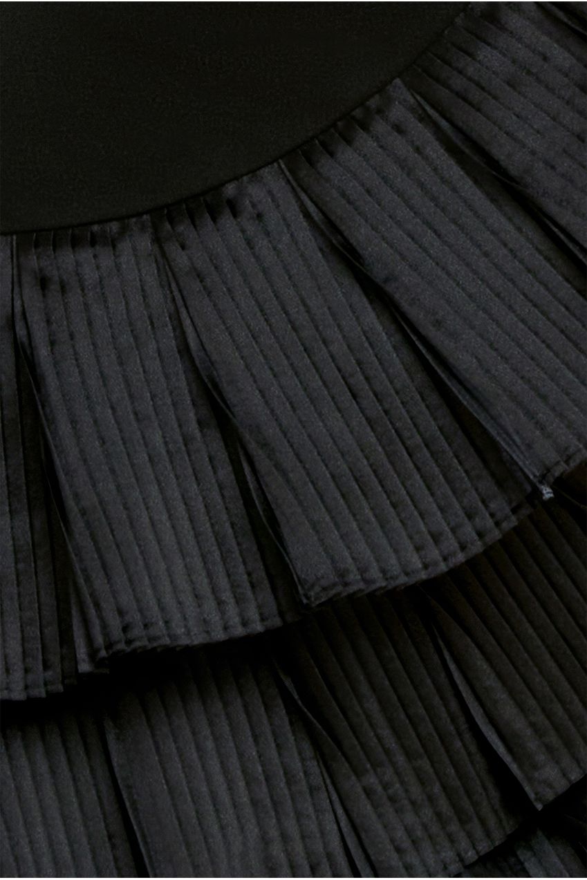 Fan Pleated Boobtube Scuba Crepe Mini - Black DR4100