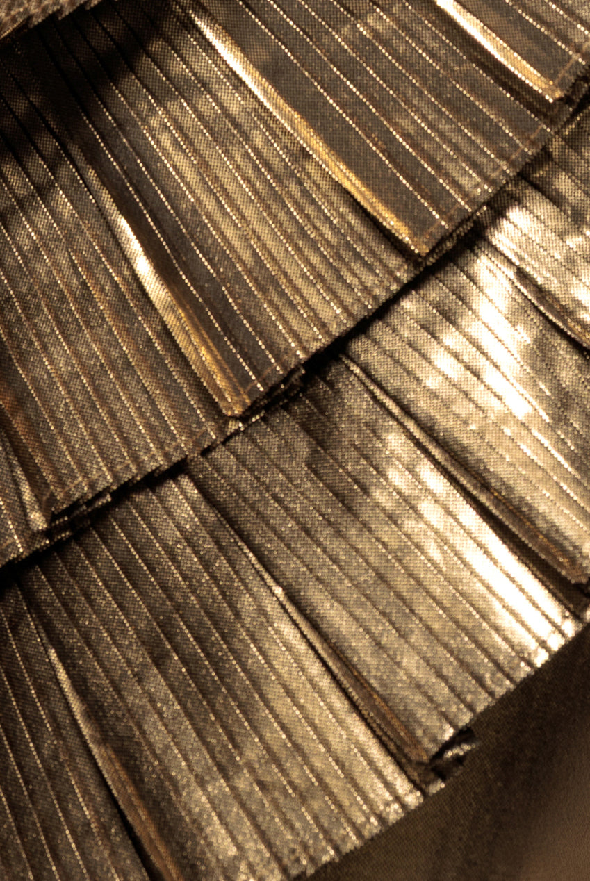 Fan Pleated Boobtube Scuba Crepe Mini - Gold DR4100