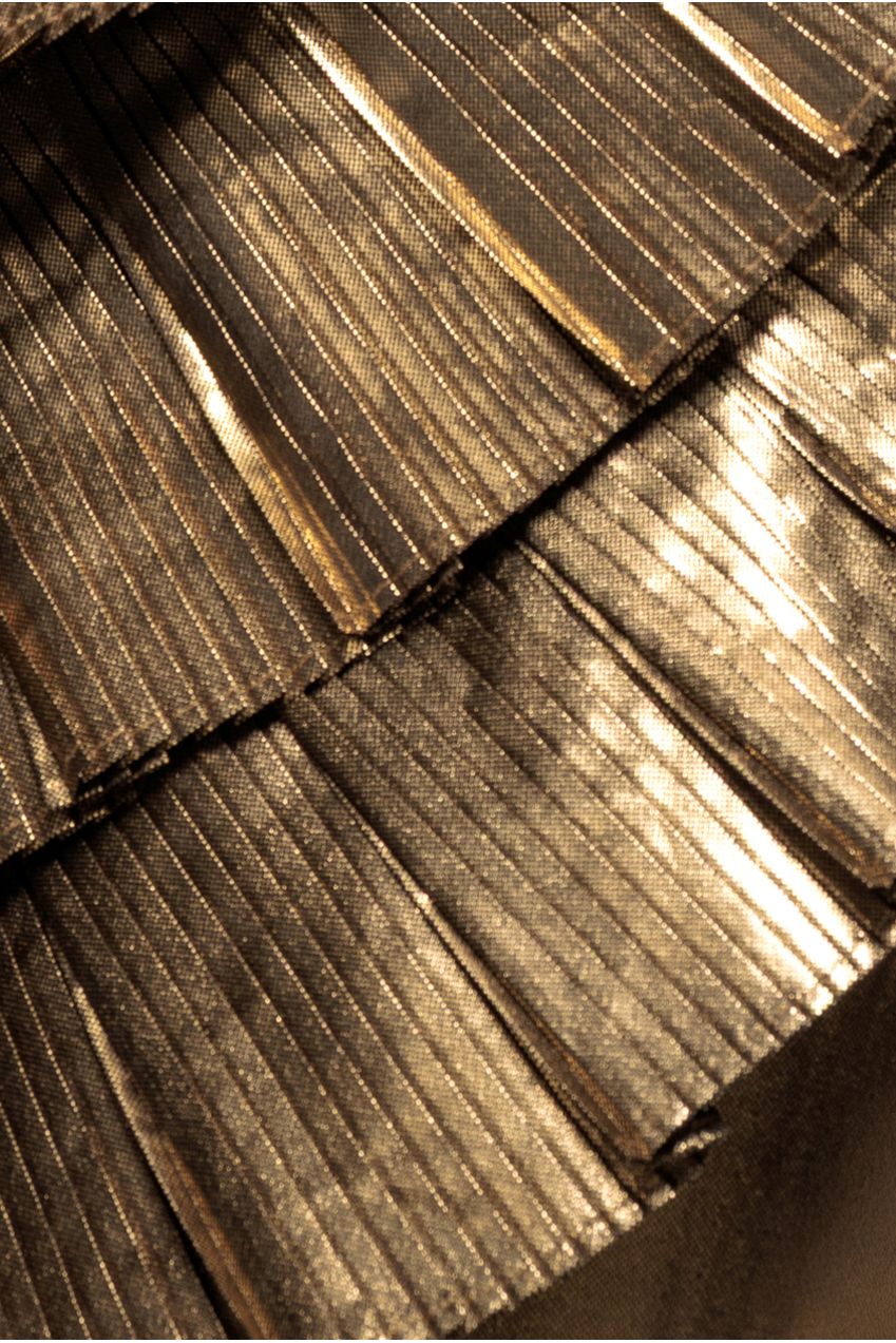 Fan Pleated Boobtube Scuba Crepe Mini - Gold DR4100