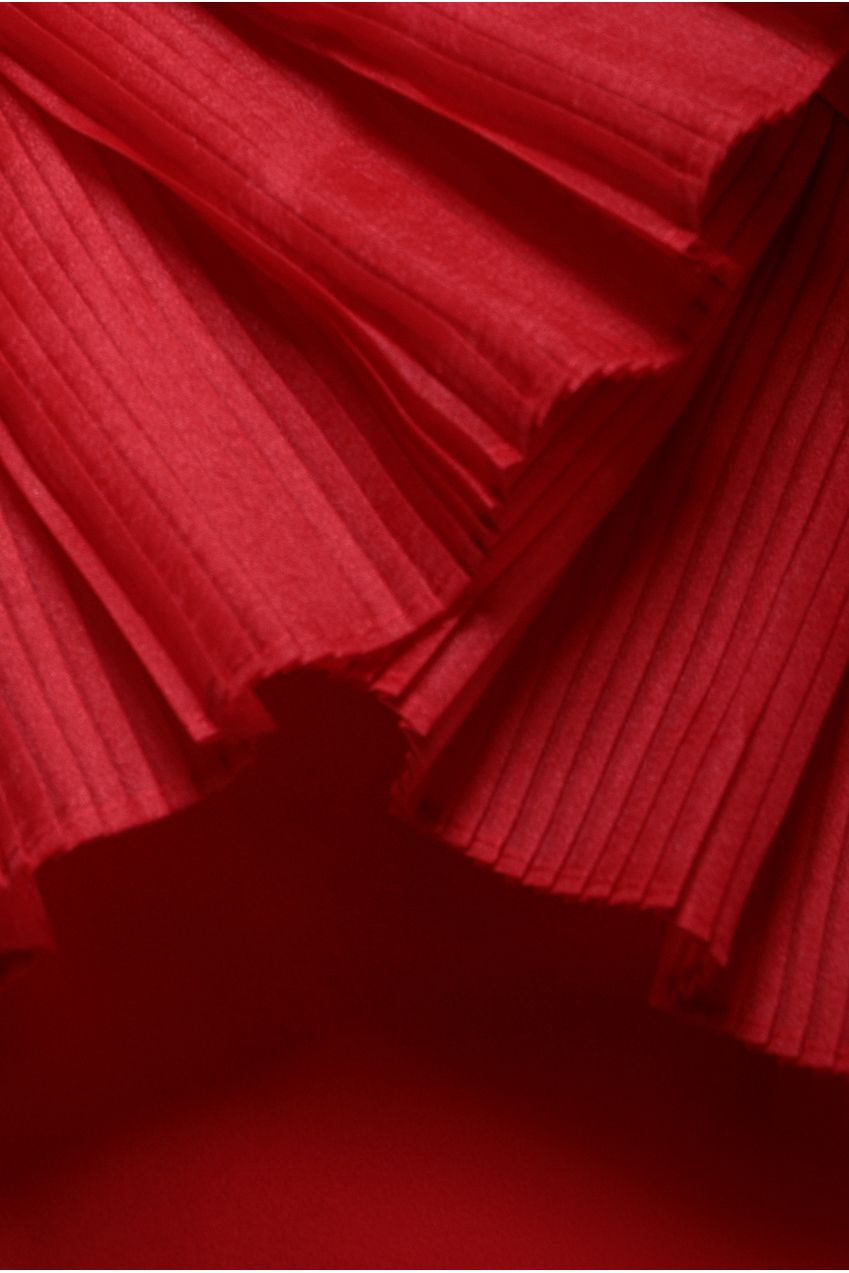 One Shoulder Pleated Fan Midi Dress - Red DR4103