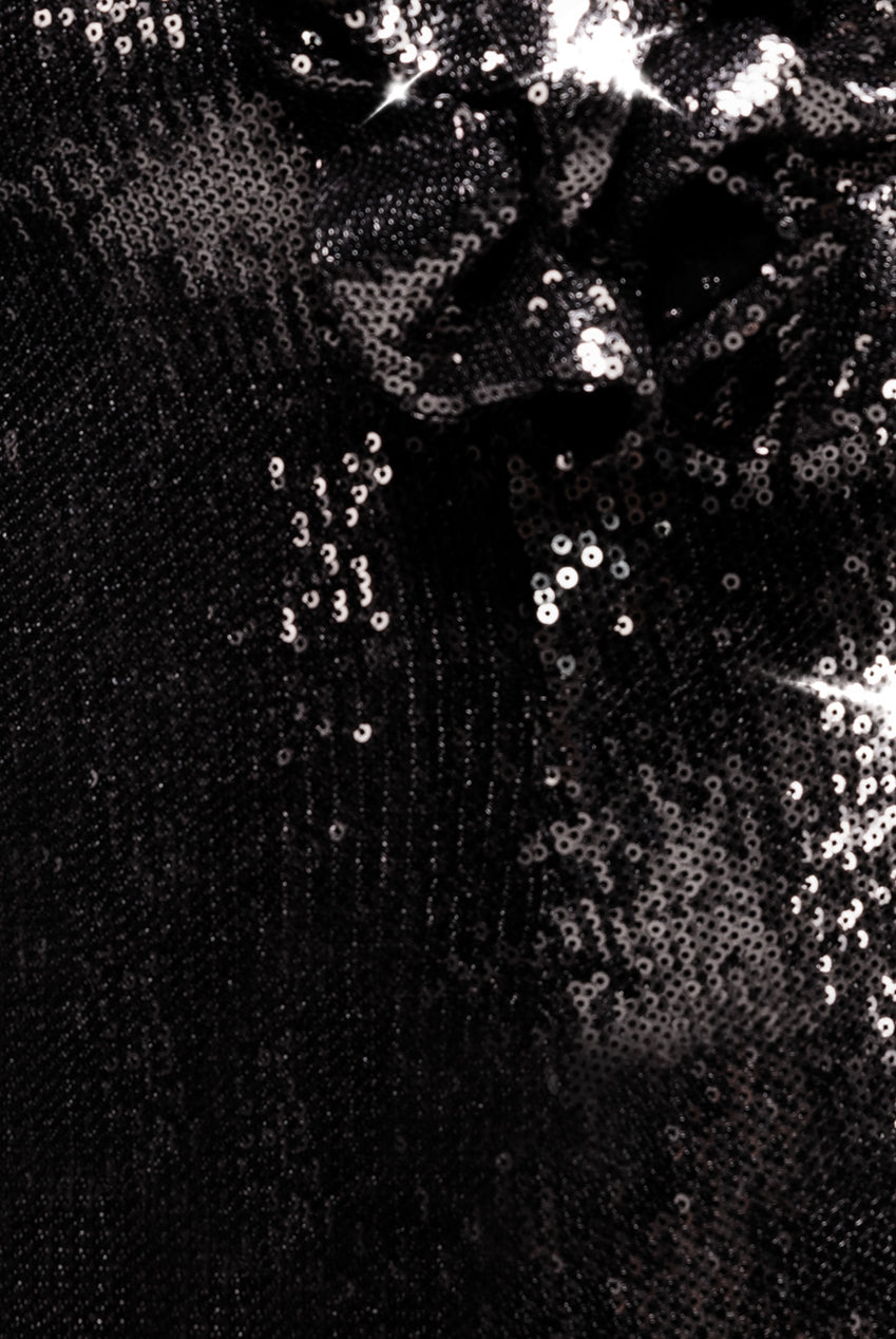 Liquid Sequin Boobtube Midaxi With Corsage - Black DR4126