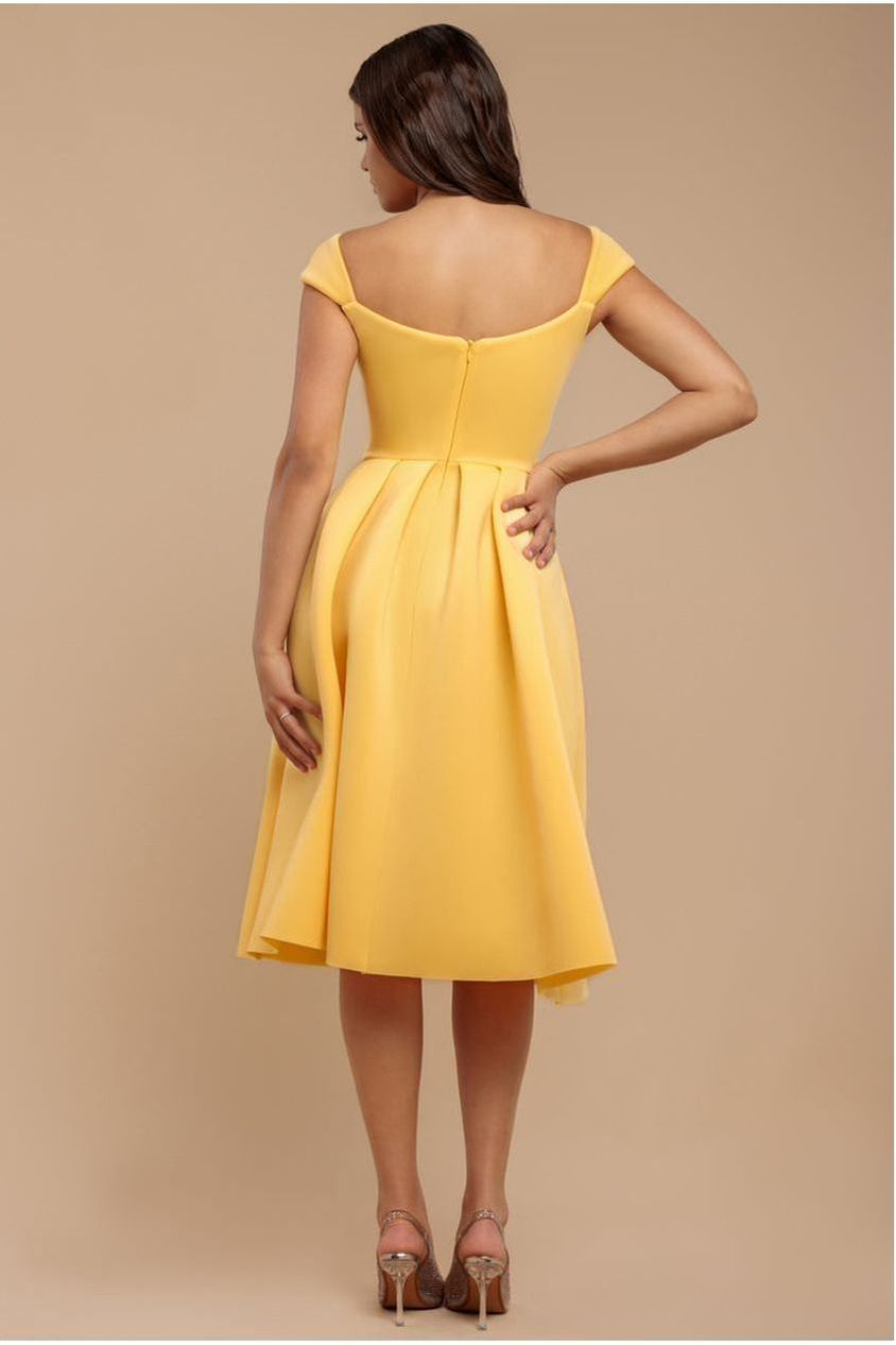 Scuba Foam Skater Midi Dress - Lemon DR4133