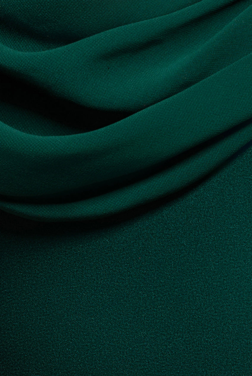 Asymmetric Chiffon Cowl Neck Scuba Maxi Dress - Emerald Green DR4137QZ