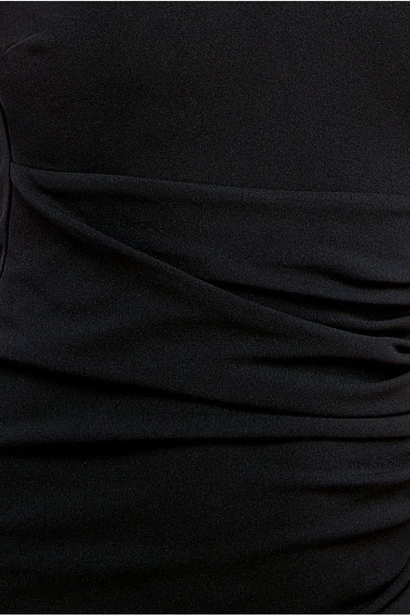 Pearl Detail Scuba Crepe Maxi Dress - Black DR4139