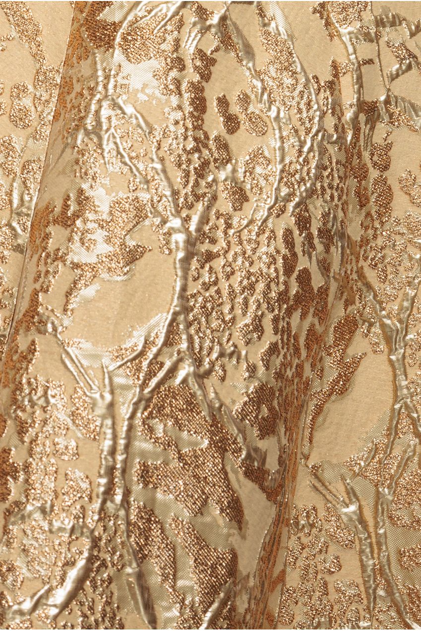 Jacquard Sleeveless A-line Midi Dress - Gold DR4163