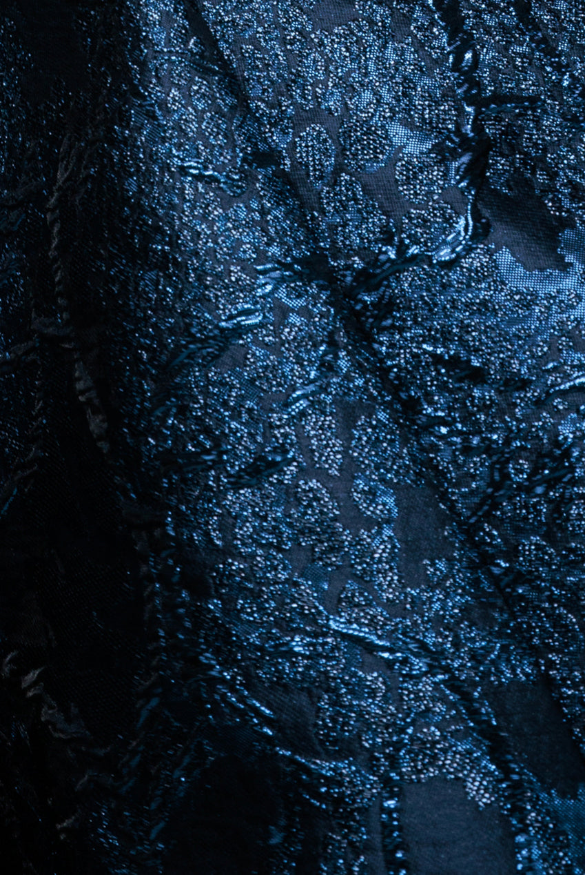 Jacquard Sleeveless A-line Midi Dress - Navy Blue DR4163