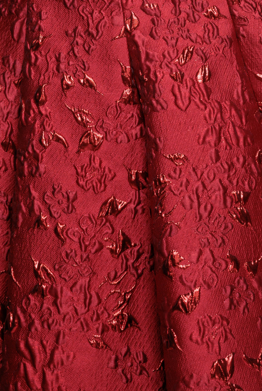 Jacquard Sleeveless A-line Midi Dress - Red DR4163