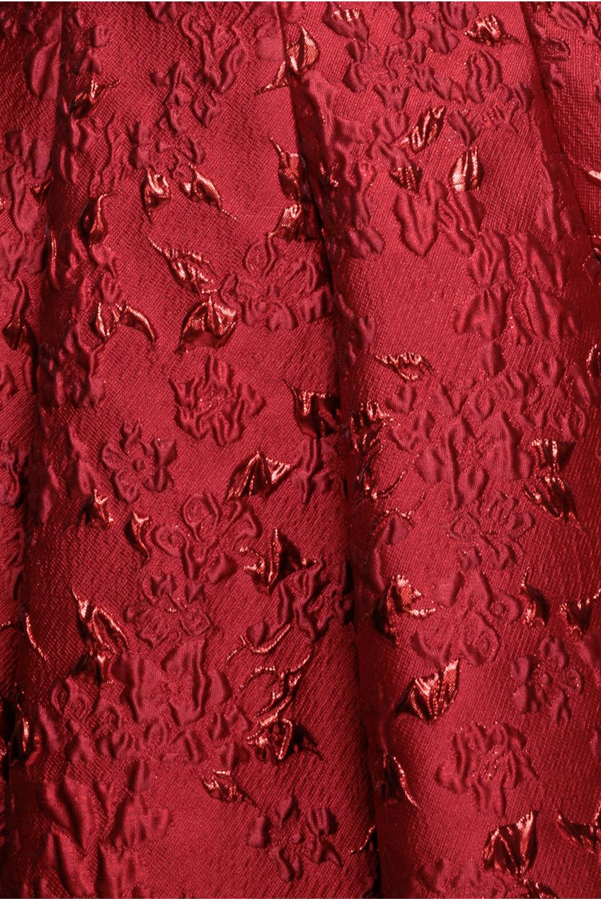 Jacquard Sleeveless A-line Midi Dress - Red DR4163