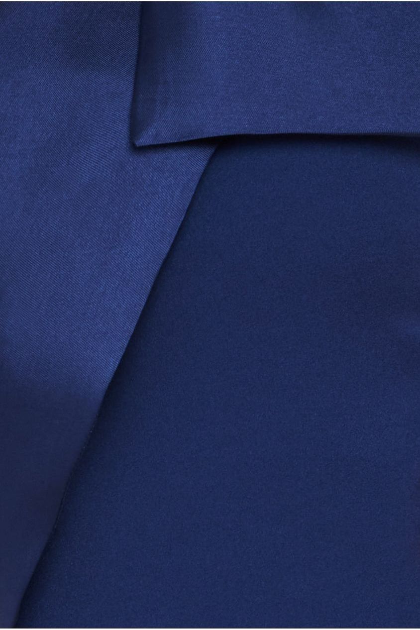 One Shoulder Satin Bow Scuba Crepe Maxi Dress - Navy DR4183