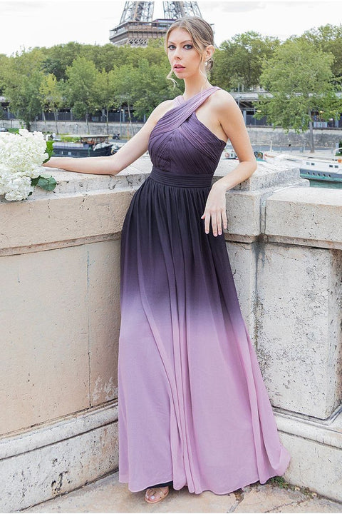 Ombre Cross Front Pleated Maxi Dress - Blush Ombre by Goddiva