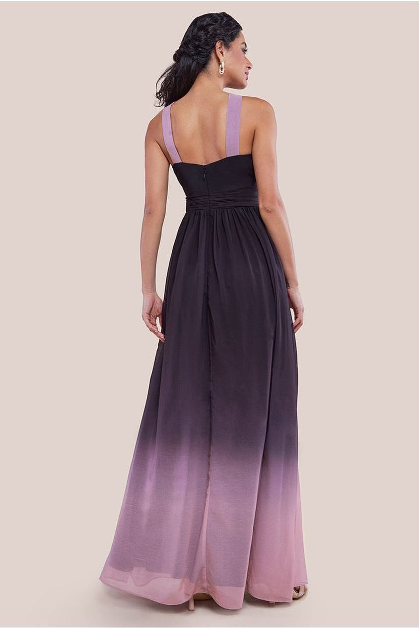 Ombre Cross Front Pleated Maxi Dress - Blush Ombre DR4188