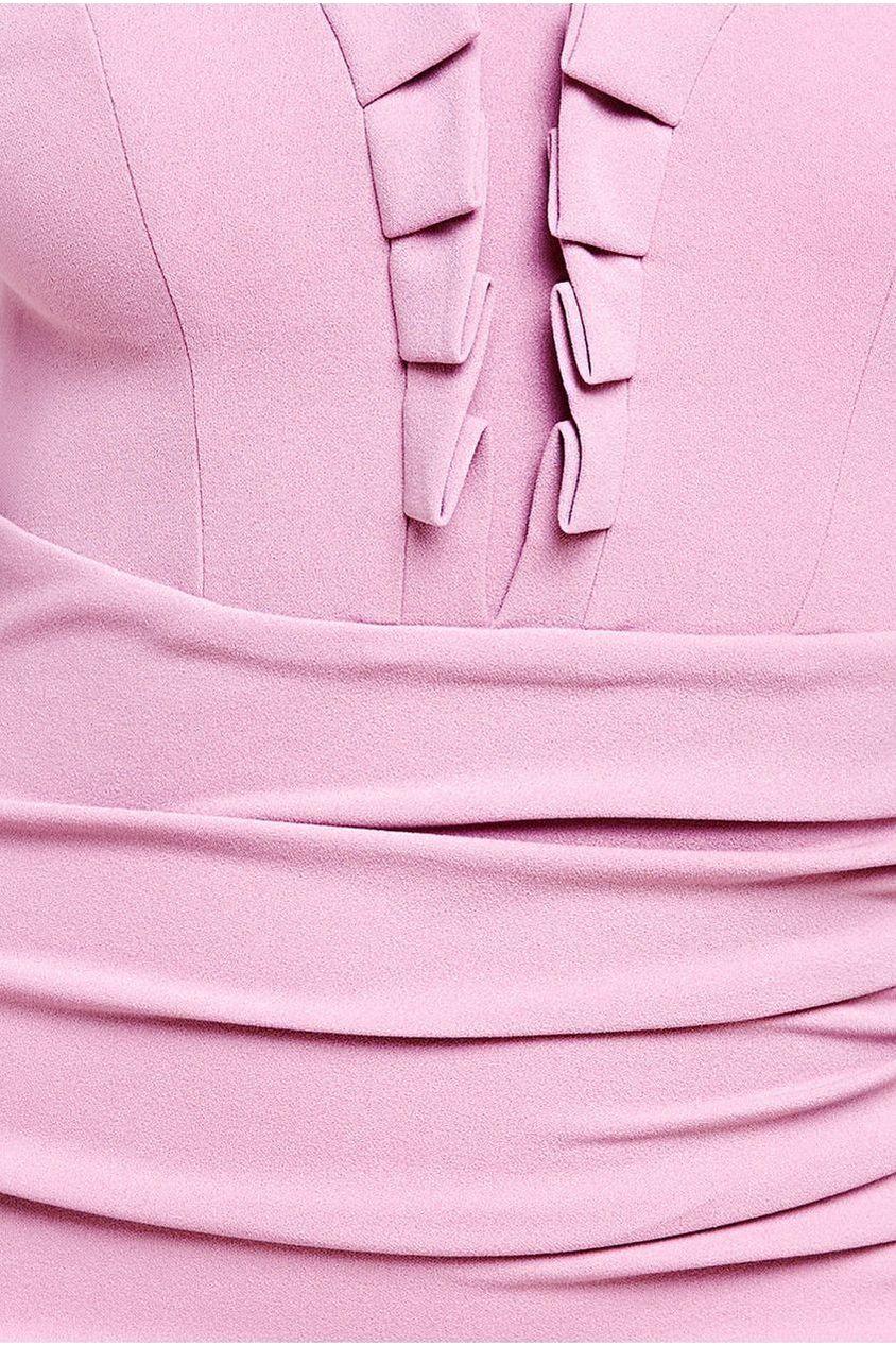 Off The Shoulder Frill Gathered Maxi Dress - Rose Pink DR4204