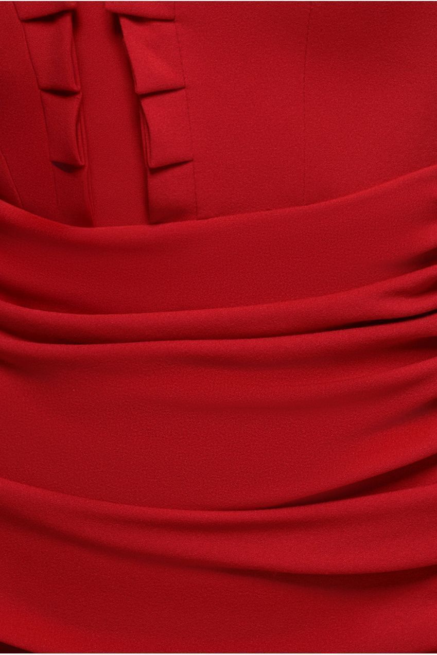 Off The Shoulder Frill Gathered Maxi Dress - Red DR4204