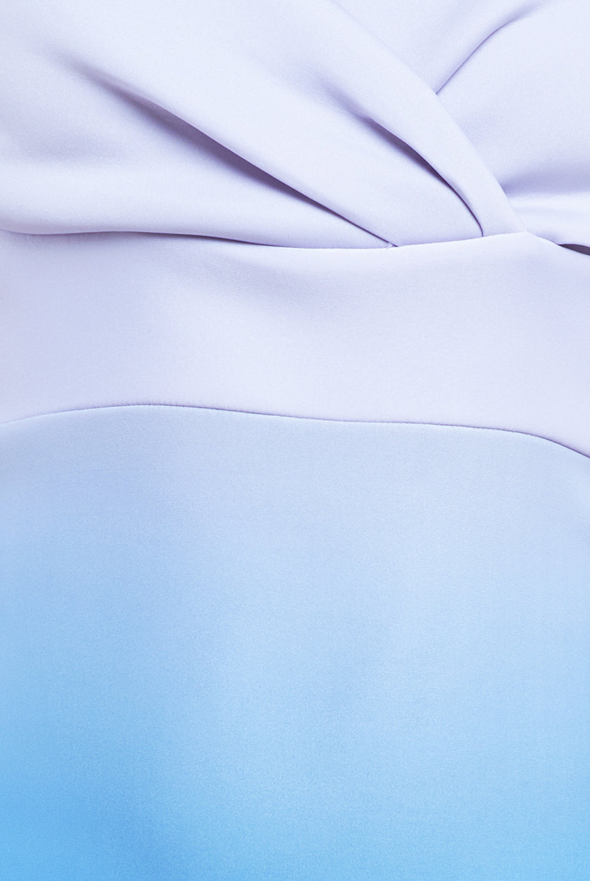 Ombre Front Wrap Bardot Midi Dress - Light Blue DR4222QZ