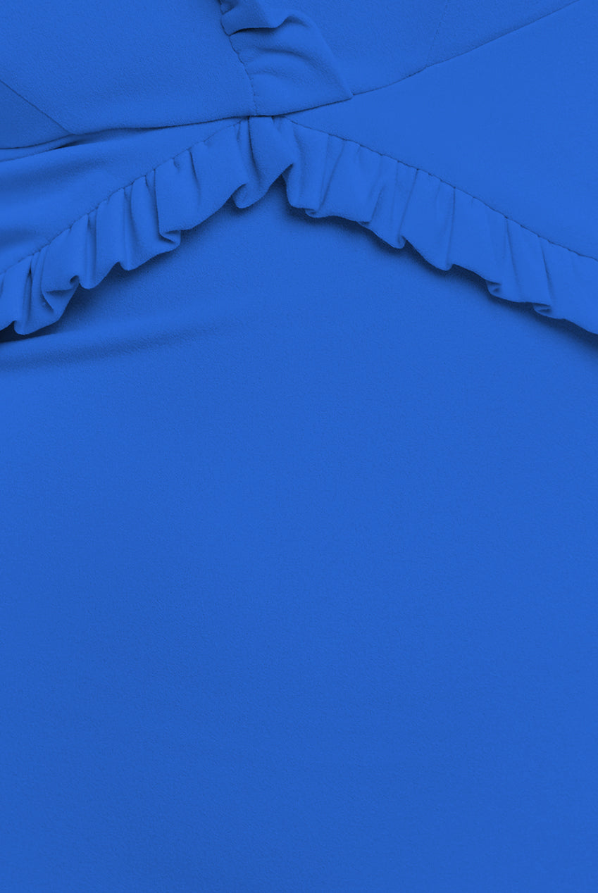 Cap Sleeve Frill Edge Midi Dress - Royal Blue DR4223