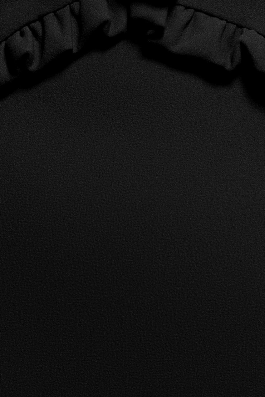 Cap Sleeve Frill Edge Midi Dress - Black DR4223