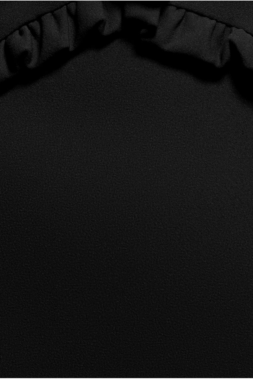 Cap Sleeve Frill Edge Midi Dress - Black DR4223