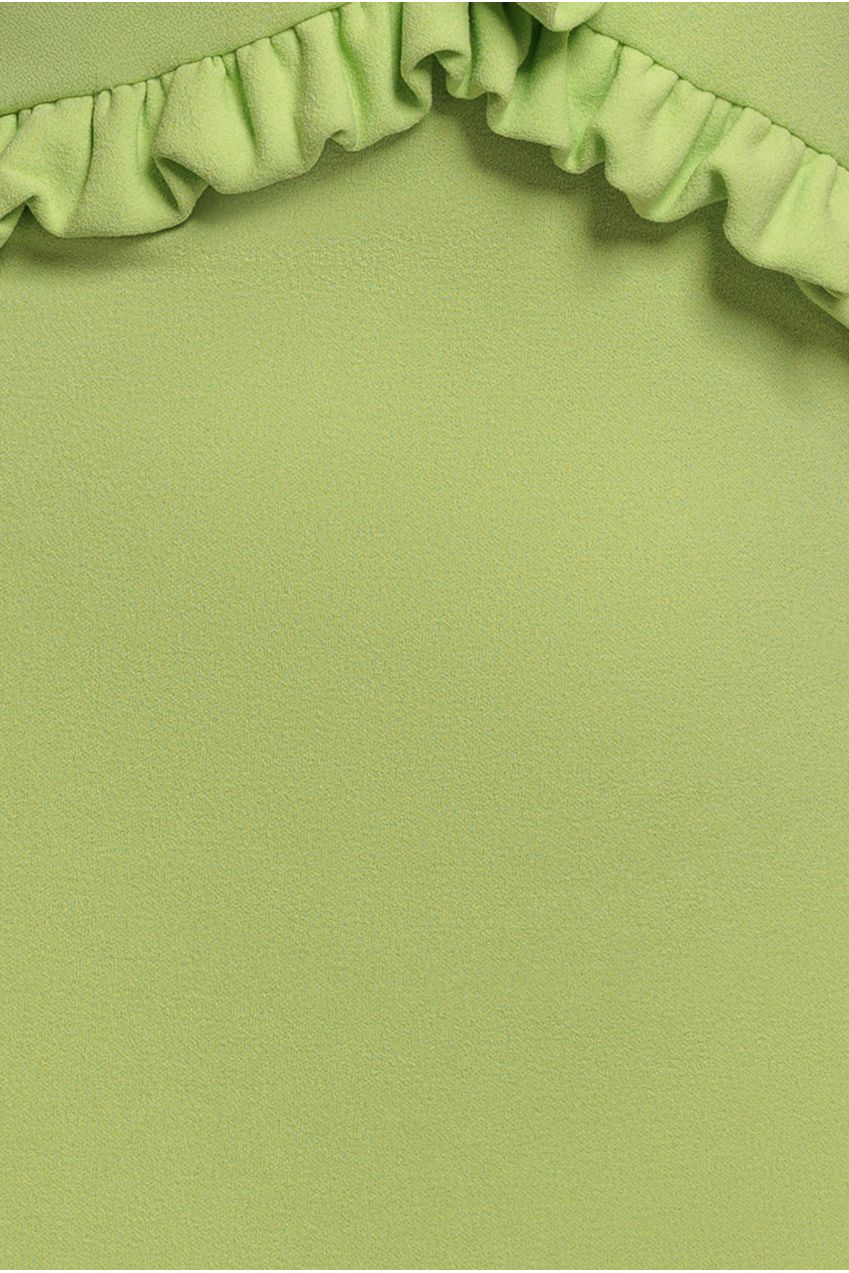 Cap Sleeve Frill Edge Midi Dress - Lime Green DR4223