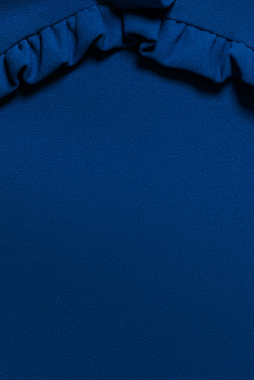 Cap Sleeve Frill Edge Midi Dress - Royal Blue DR4223