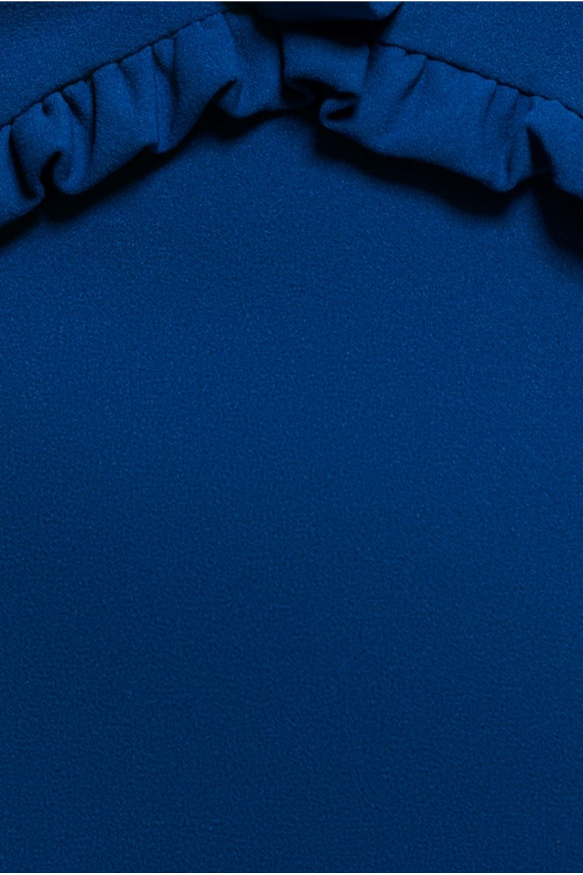 Cap Sleeve Frill Edge Midi Dress - Royal Blue DR4223