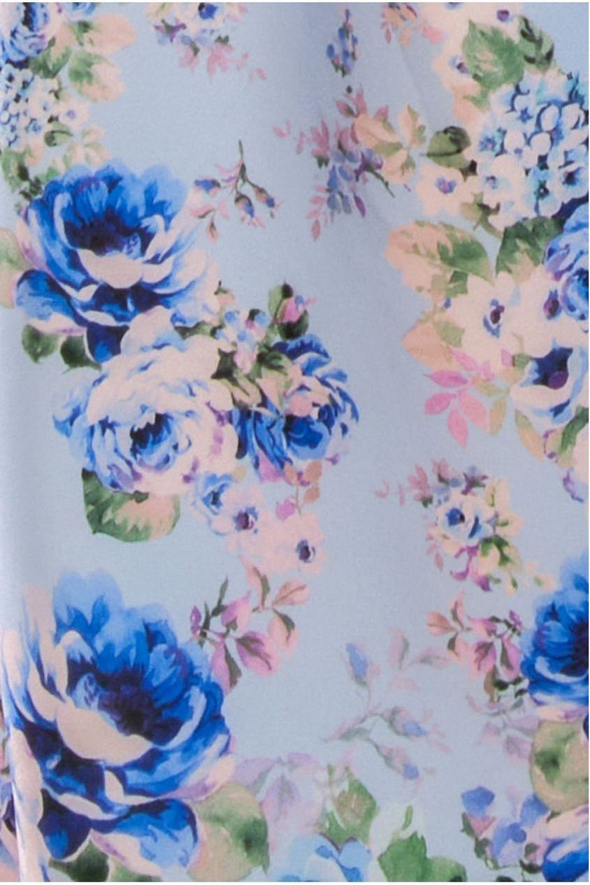 Bardot Floral Print A-Line Scuba Foam Midi Dress - Blue DR4228