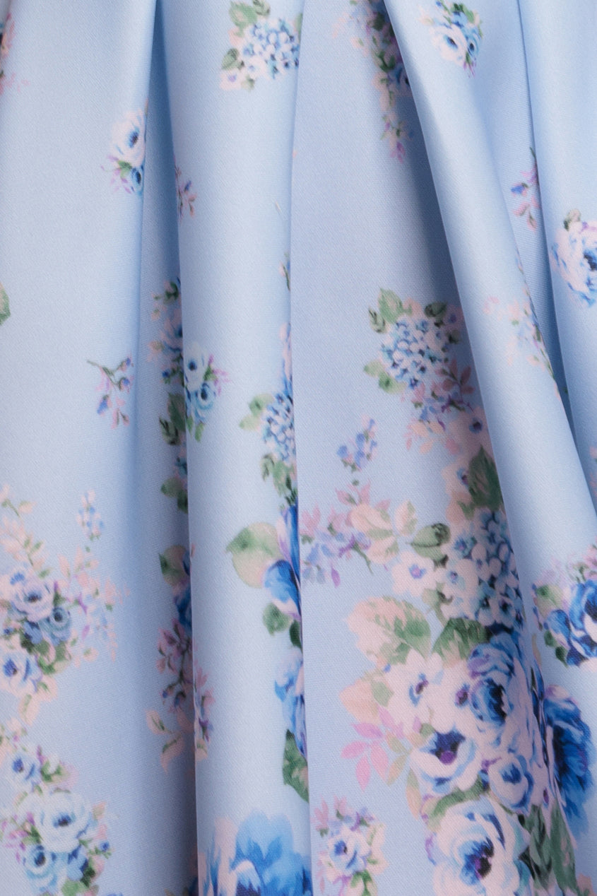 Bardot Floral Print A-Line Scuba Foam Midi Dress - Blue DR4228