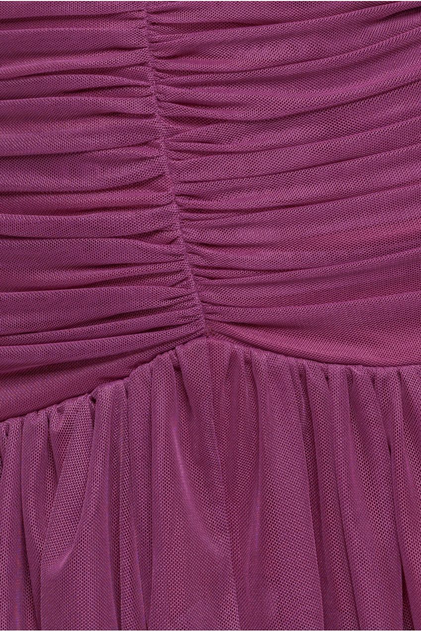 Gathered High & Low Tiered Midaxi Dress - Berry DR4262QZ