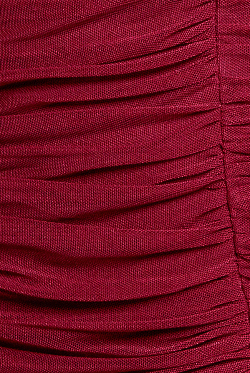 Gathered High & Low Tiered Midi Dress - Magenta DR4262