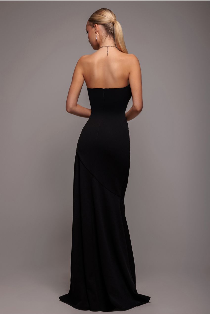 Scuba Crepe Bandeau Maxi With Diamante Necklace - Black DR4271